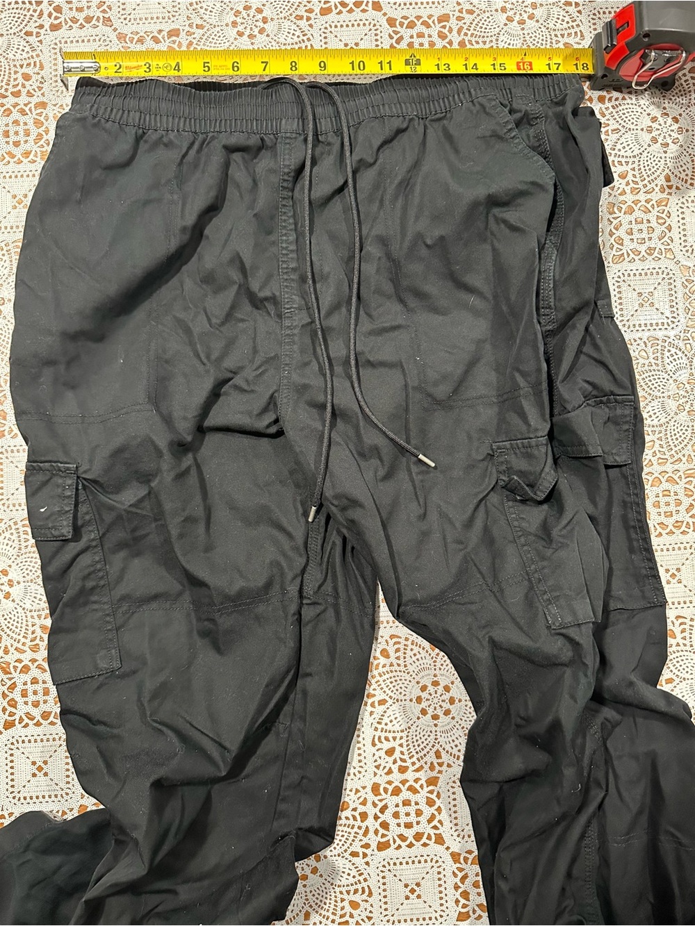 LCKR Black Cargo Pants Zip Hem Drawstring Utility Joggers XL - Picture 6 of 6